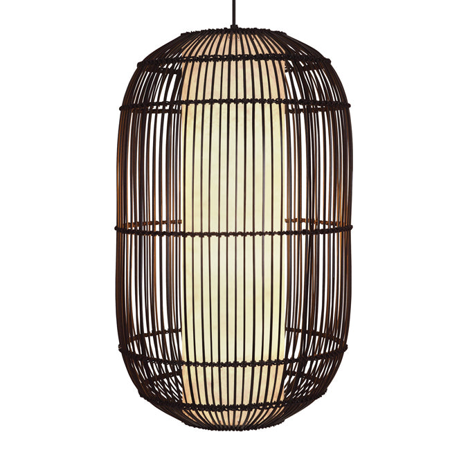 Lámpara colgante bambú pantalla tela Ø36,5 cm E27 - LGLC0150