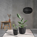 Lámpara colgante ratán negro Ø63x35 cm E27 - LGLC0156