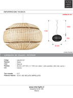 Lámpara colgante ratán natural Ø63x35 cm E27 - LGLC0157