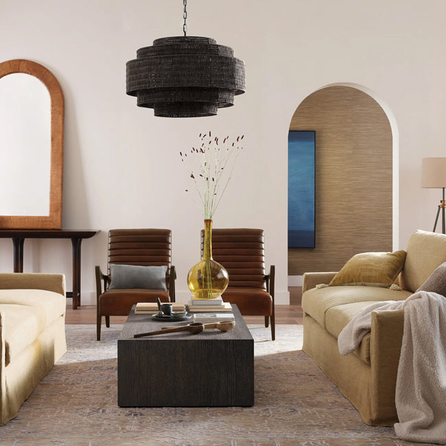 Lámpara colgante ratán negro Ø 70x45 cm E27 - LGLC0159