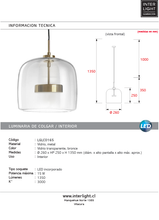 Cargar imagen en el visor de la galería, Lámpara colgante vidrio transparente metal bronce Ø26 cm LED 15W - LGLC0165
