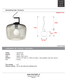 Lámpara colgante vidrio Ø25x30 cm E27 - LGLC0169