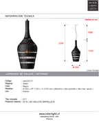 Lámpara colgante ratán negro Ø50 cm E27 - LGLC0171