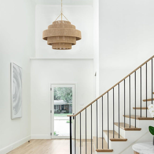 Lámpara colgante metal yute Ø80 cm 15 luces E14 - LGLC0175