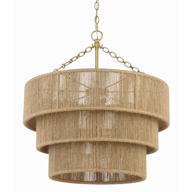 Lámpara colgante metal yute Ø60 cm 8 luces E14 - LGLC0176