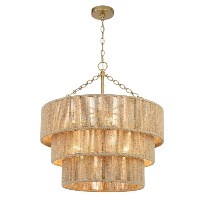 Lámpara colgante metal yute Ø60 cm 8 luces E14 - LGLC0176