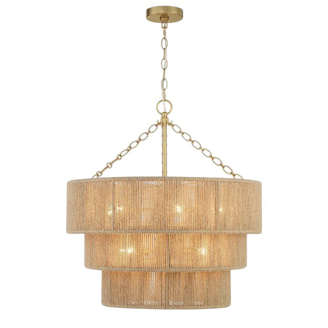Lámpara colgante metal yute Ø60 cm 8 luces E14 - LGLC0176