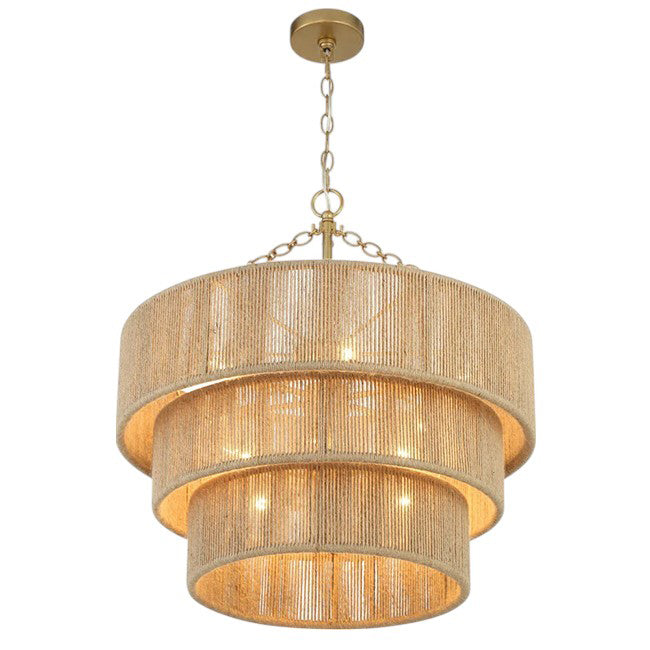 Lámpara colgante metal yute Ø60 cm 8 luces E14 - LGLC0176