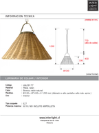 Lámpara metal bronce ratán natural Ø53x1,20 cm  E27 - LGLC0178