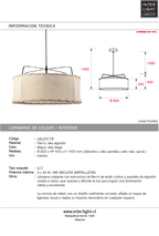 Lámpara colgante fierro tela beige Ø80x45 cm 4 luces E27 - LGLC0179