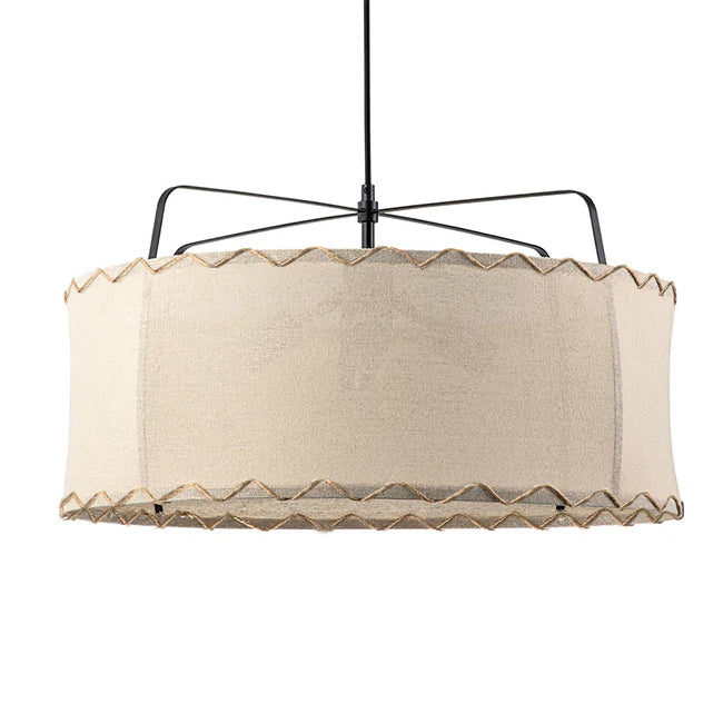 Lámpara colgante fierro tela beige Ø80x45 cm 4 luces E27 - LGLC0179