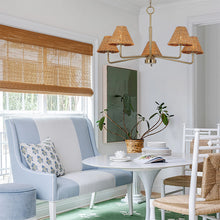 Cargar imagen en el visor de la galería, Lámpara colgante metal bronce ratán café Ø100 cm 5 luces E27 - LGLC0182
