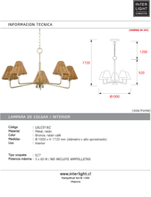 Cargar imagen en el visor de la galería, Lámpara colgante metal bronce ratán café Ø100 cm 5 luces E27 - LGLC0182
