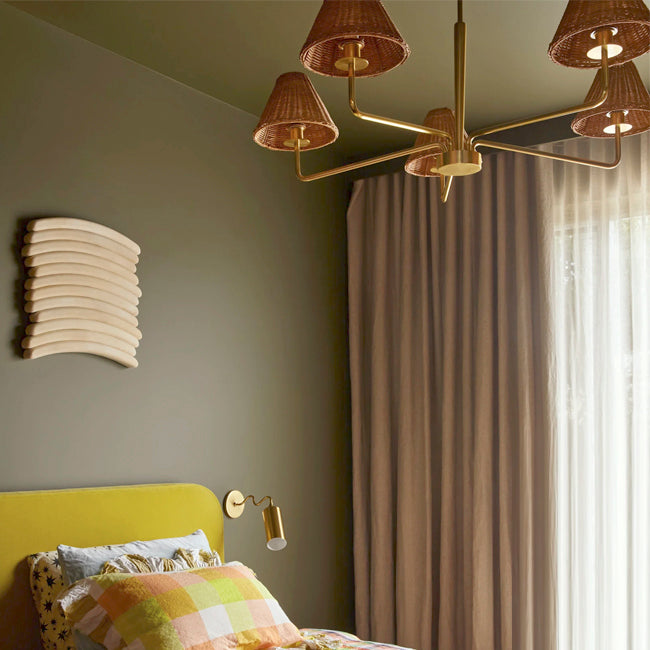 Lámpara colgante metal bronce ratán café Ø100 cm 5 luces E27 - LGLC0182
