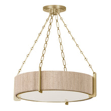 Cargar imagen en el visor de la galería, Lámpara colgante metal bronce fibra natural Ø51x1,23 cm - LGLC0183
