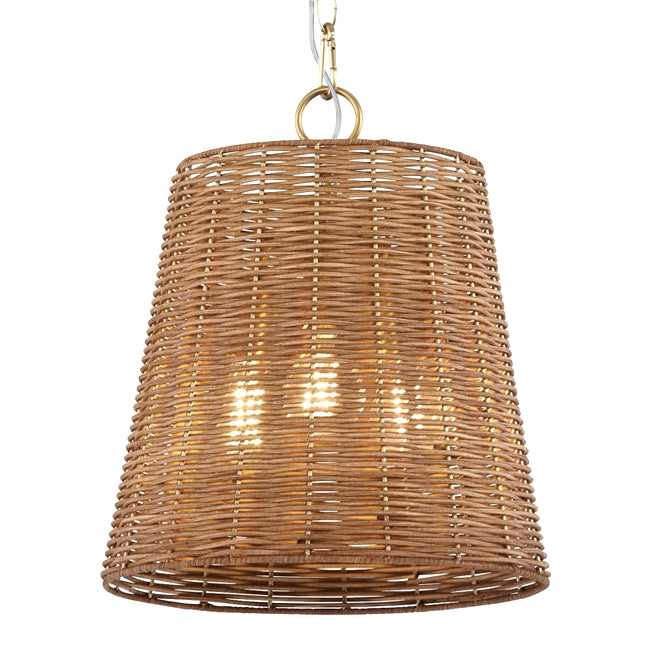 Lámpara colgante metal bronce ratán natural Ø32x33 cm 3 luces E27 - LGLC0184
