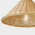 Lámpara colgante metal bronce ratán natural Ø70x1,20 cm 3xE27 - LGLC0185