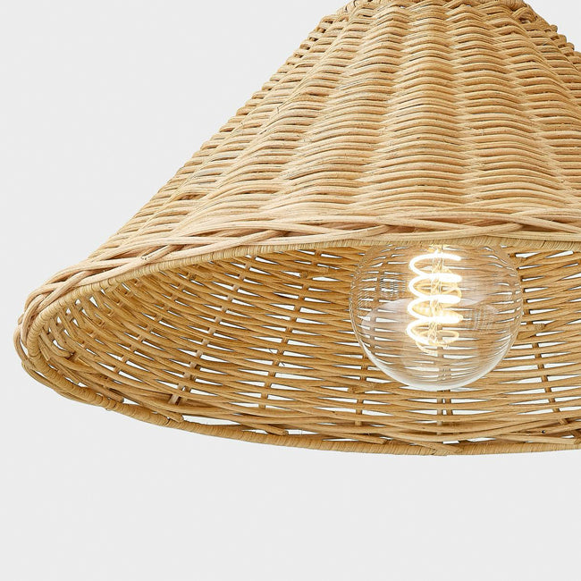 Lámpara colgante metal bronce ratán natural Ø70x1,20 cm 3xE27 - LGLC0185