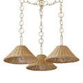 Lámpara colgante metal bronce ratán natural Ø70x1,20 cm 3xE27 - LGLC0185
