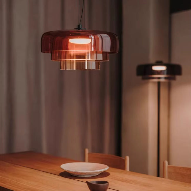 Lámpara colgante vidrio naranjo 42x26cm LED 5W- LGLC0187
