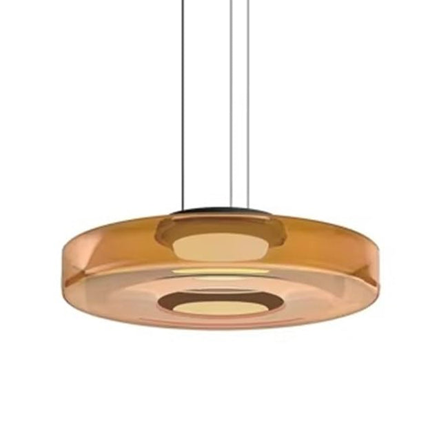 Lámpara colgante vidrio naranjo metal negro Ø45x11cm 12W LED - LGLC0189