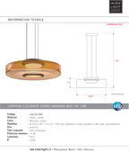 Lámpara colgante vidrio naranjo metal negro Ø45x11cm 12W LED - LGLC0189
