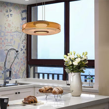 Cargar imagen en el visor de la galería, Lámpara colgante vidrio ámbar metal negro Ø45x11cm 12W LED - LGLC0189
