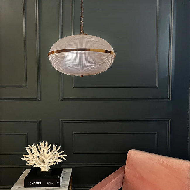 Lámpara colgante vidrio opal metal bronce Ø40 cm 6 luces E27 - LGLC0190