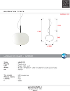Lámpara colgante metal vidrio opal Ø33x26 cm 8W LED - LGLC0193