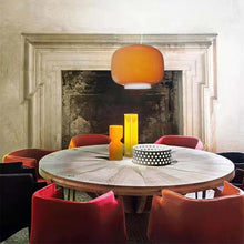 Cargar imagen en el visor de la galería, Lámpara colgante vidrio naranjo blanco Ø40 cm E27 - LGLC0194
