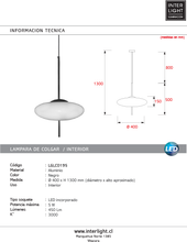 Cargar imagen en el visor de la galería, Lámpara colgante metal negro vidrio opal Ø30 cm 5W LED - LGLC0195
