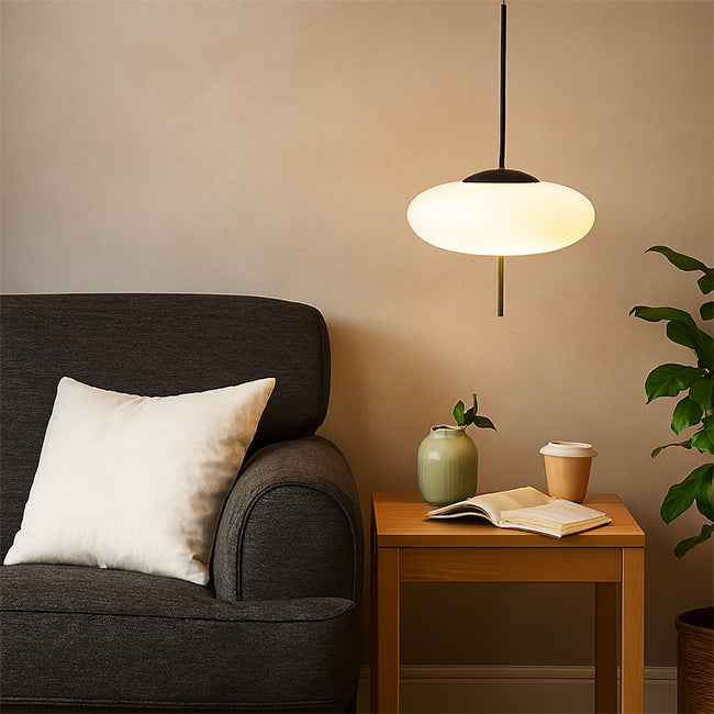 Lámpara colgante metal negro vidrio opal Ø30 cm G9 - LGLC0195