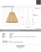Lámpara colgante Ø43x38 cm mimbre natural E27 - LGLC0202