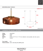 Lámpara colgante bronce vidrio café Ø30x17 cm E27 - LGLC0203