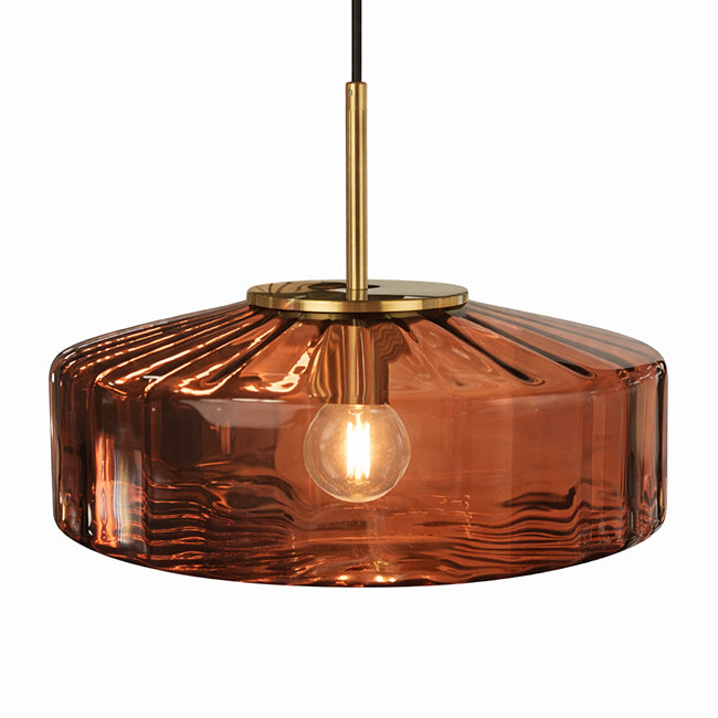 Lámpara colgante bronce vidrio café Ø30x17 cm E27 - LGLC0203