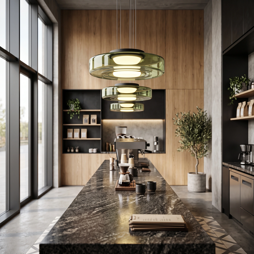 Lámpara colgante vidrio verde metal negro Ø45x11cm 12W LED - LGLC0204