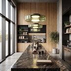 Lámpara colgante vidrio verde metal negro Ø45x11cm 12W LED - LGLC0204