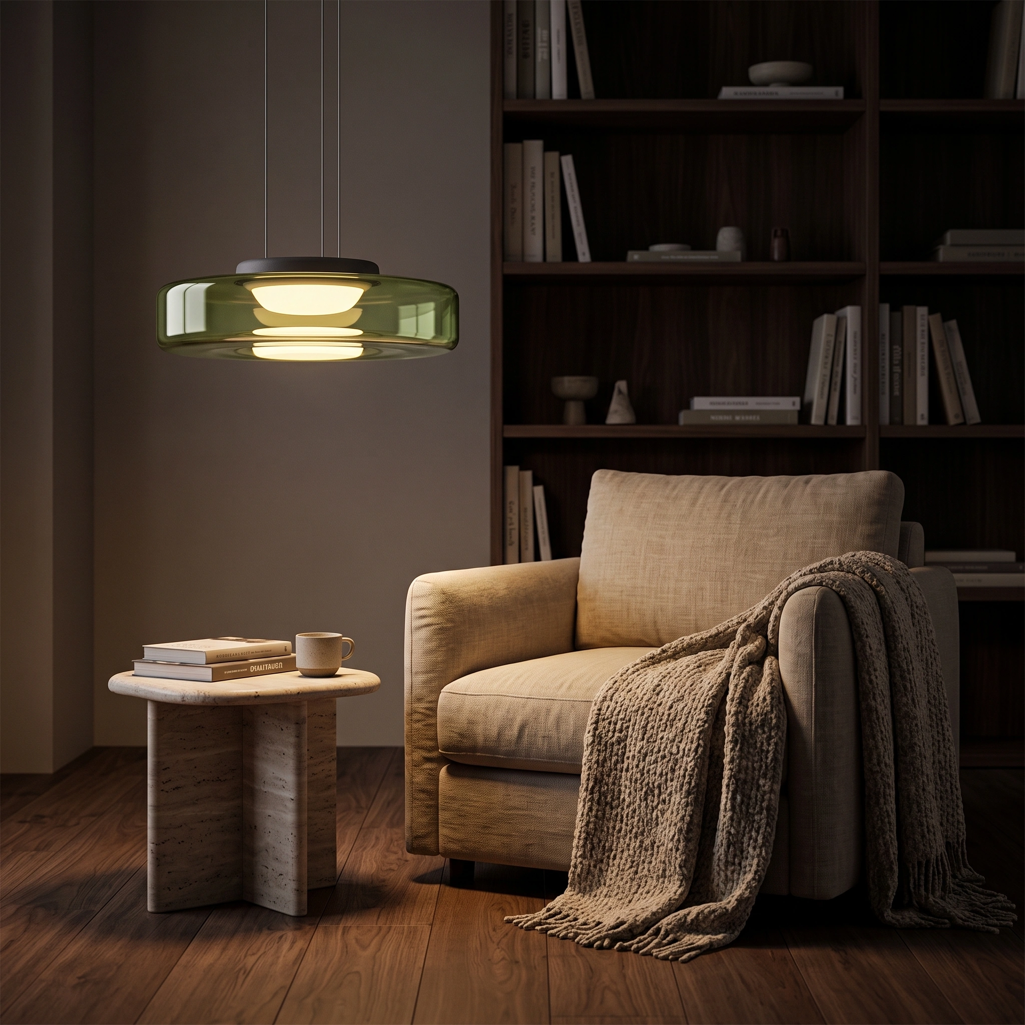 Lámpara colgante vidrio verde metal negro Ø45x11cm 12W LED - LGLC0204