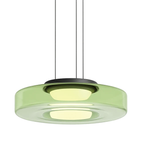Lámpara colgante vidrio verde metal negro Ø45x11cm 12W LED - LGLC0204