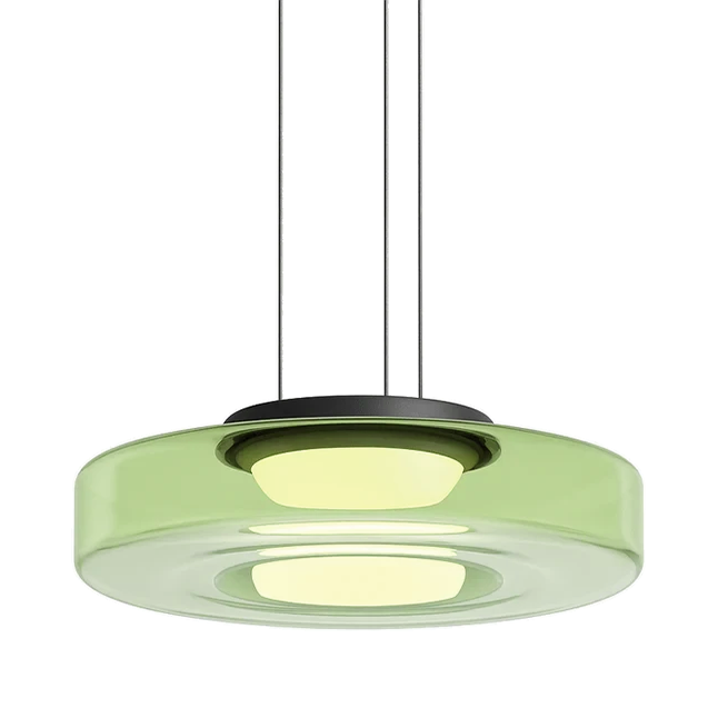 Lámpara colgante vidrio verde metal negro Ø45x11cm 12W LED - LGLC0204