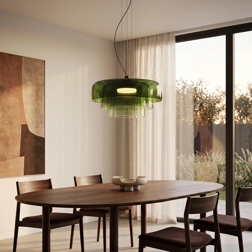 Lámpara colgante vidrio verde 42x26cm LED 5W- LGLC0205