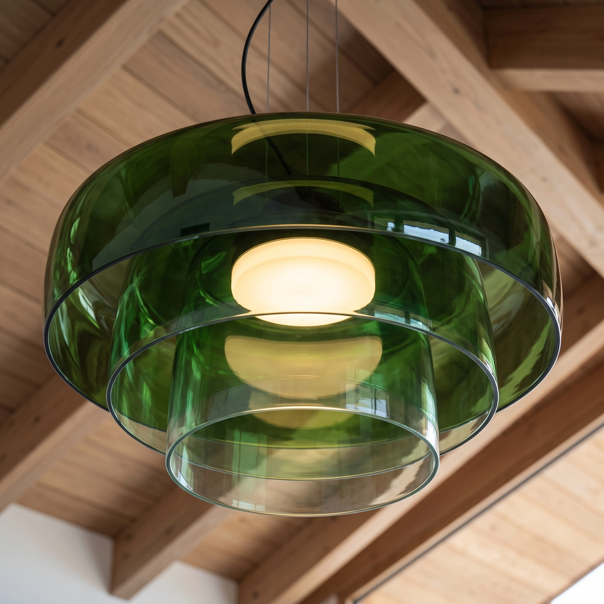 Lámpara colgante vidrio verde 42x26cm LED 5W- LGLC0205