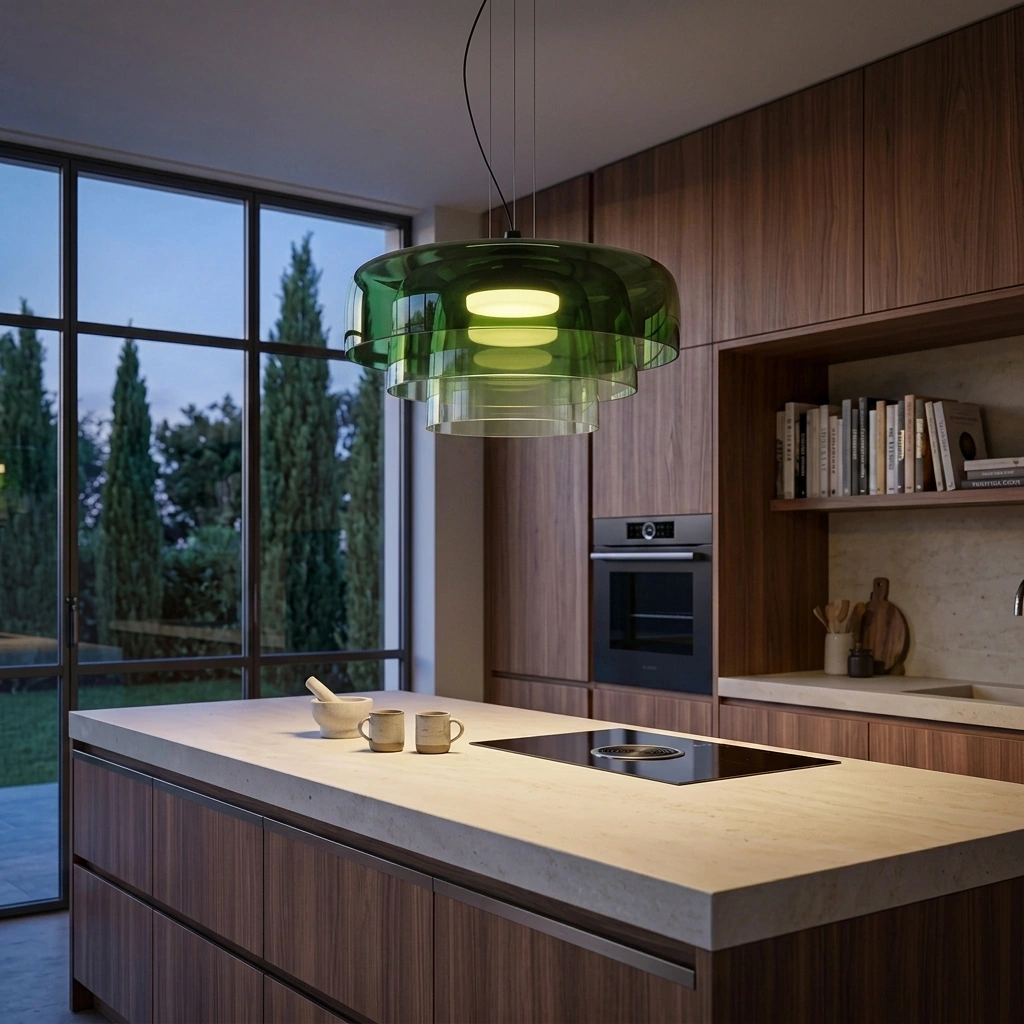 Lámpara colgante vidrio verde 42x26cm LED 5W- LGLC0205
