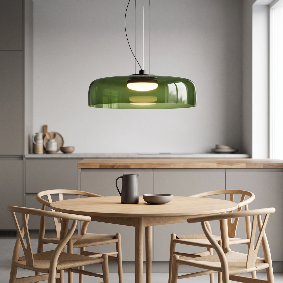 Lámpara colgante vidrio verde 42x11cm LED 5W - LGLC0206