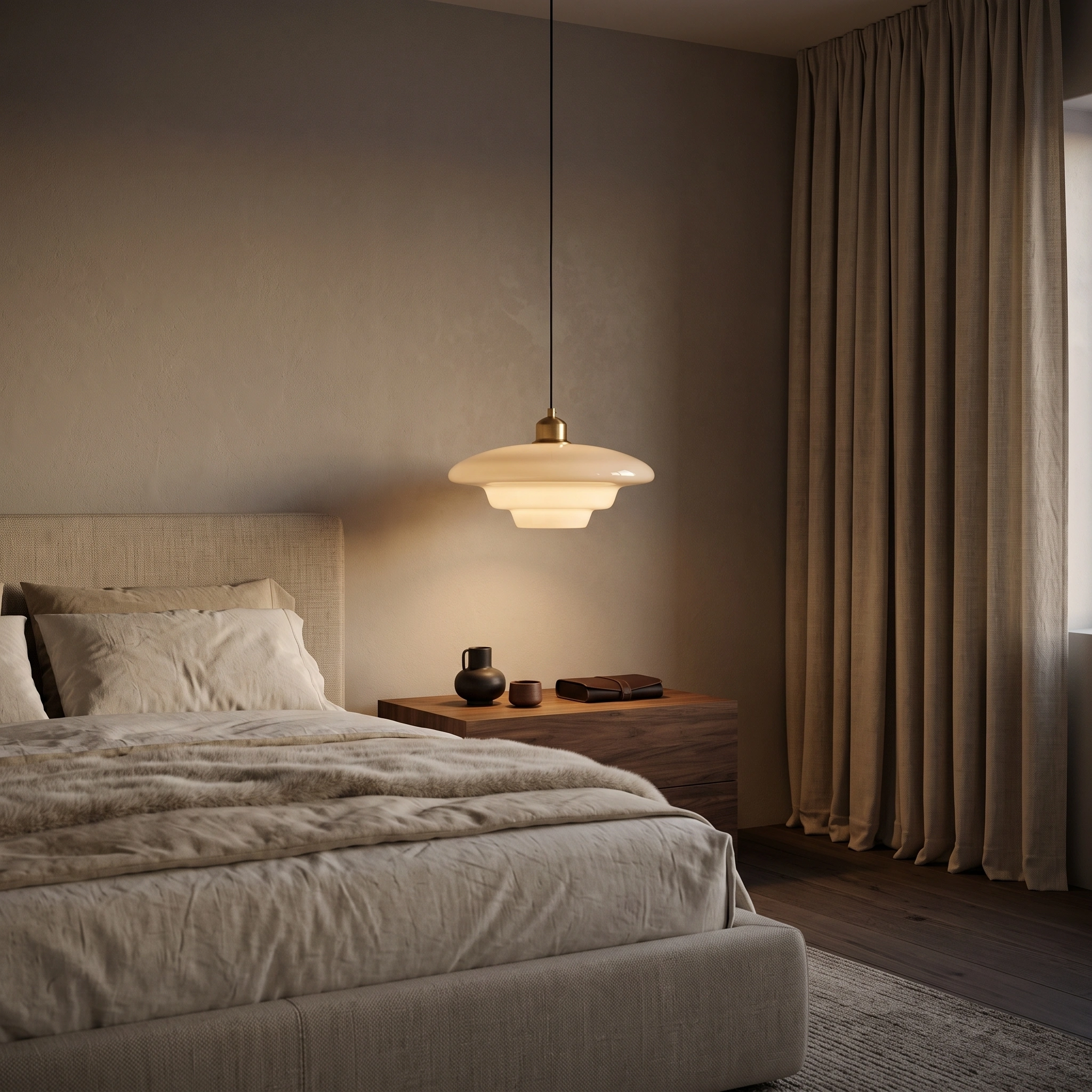 Lámpara colgante vidrio opal  Ø30x140cm E27 - LGLC0207