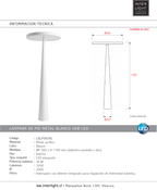 Lámpara de pie metal blanco 50X170cm 36W  LED - LGLP0036
