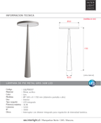 Lámpara de pie metal gris 50X170cm 36W  LED - LGLP0037