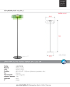 Lámpara de pie vidrio verde Ø42x150cm LED 5W - LGLP0038