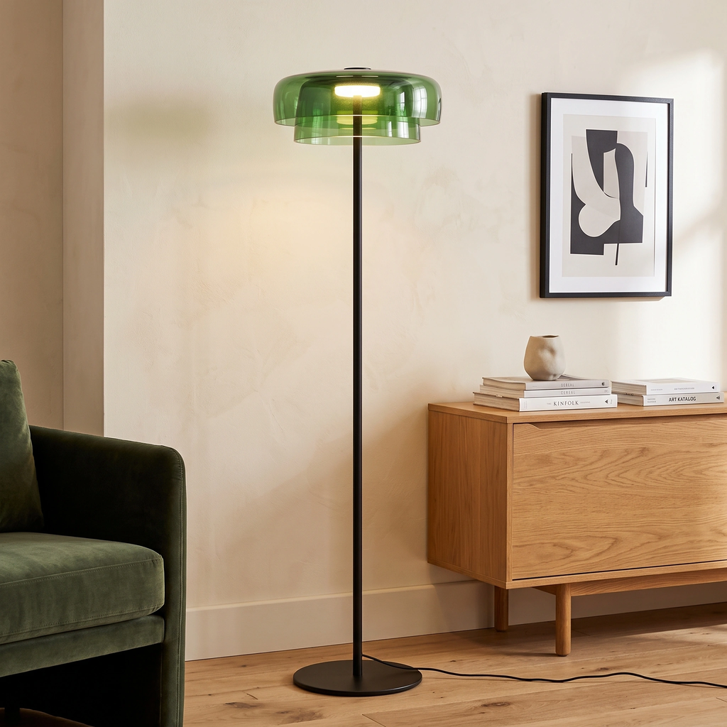Lámpara de pie vidrio verde Ø42x150cm LED 5W - LGLP0038