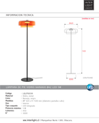 Lámpara de pie vidrio naranjo Ø42x150cm LED 5W - LGLP0039
